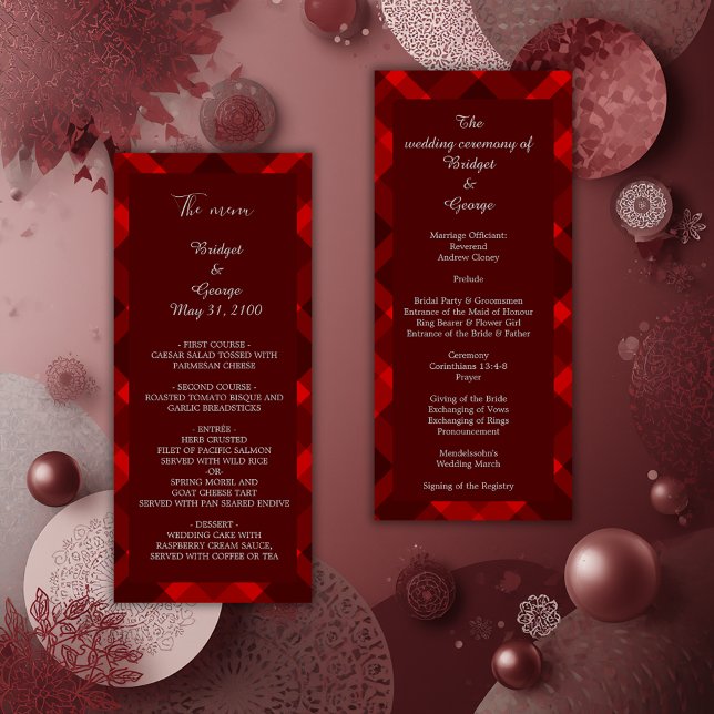 red scottish country wedding program & menu (Creator Uploaded)