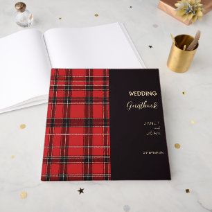 Red Scottish Tartan Wedding Guest Book