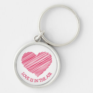 Red Scribble Heart Red Love Key Ring