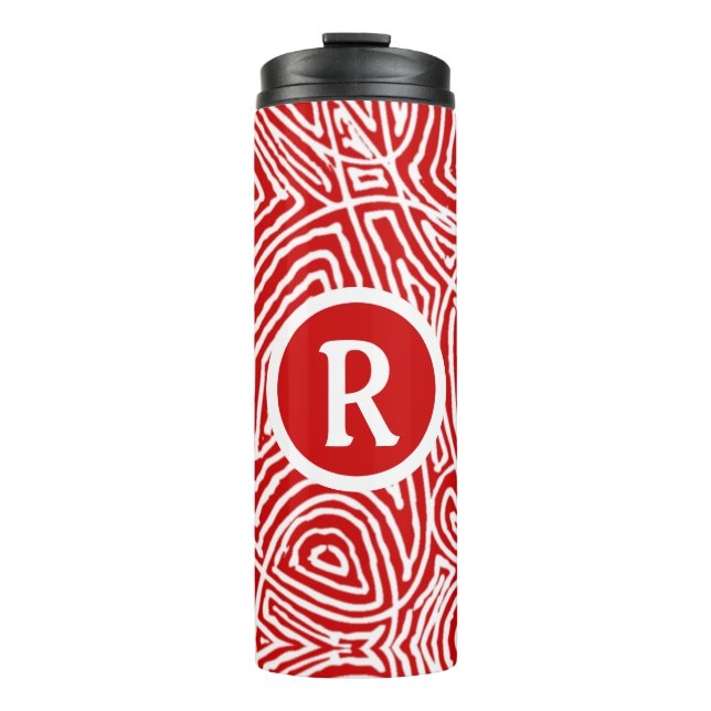 Red Scribbleprint Initial Bottle Cooler (Front)