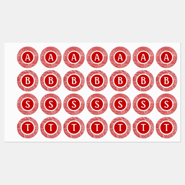 Red Scribbleprint Labels (Sheet)