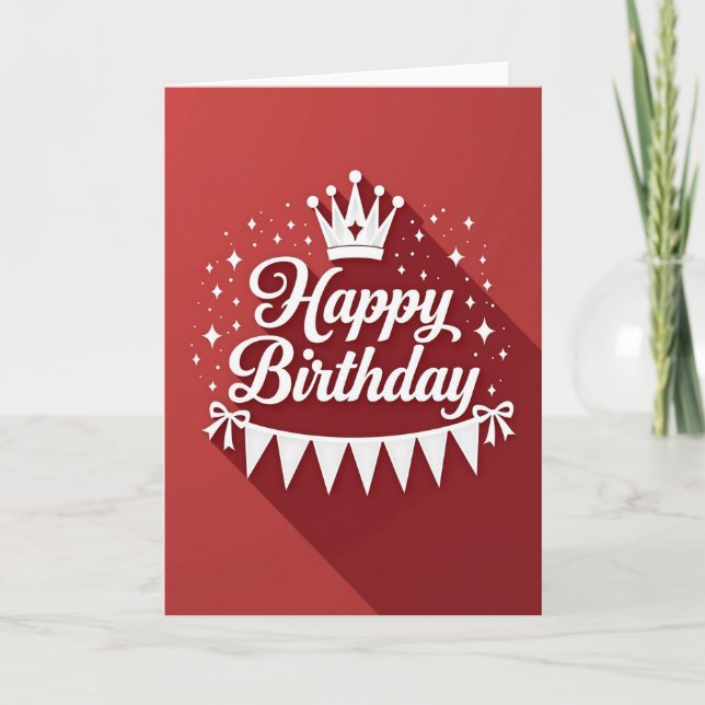 Red Script Birthday Card (Front)