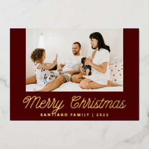Red Script Calligraphy Family Photo Christmas