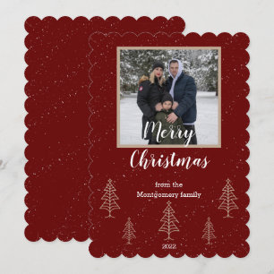 red script Christmas photo Flat Card