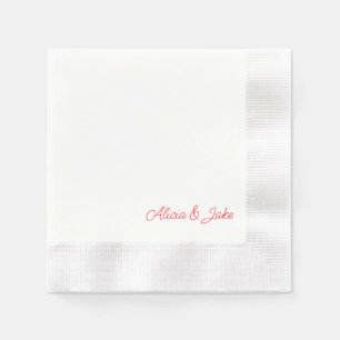 Red Script Couple Names Personalised Wedding Napkin