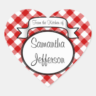 Red Script -From the Kitchen Of- Jar/Label Heart Sticker
