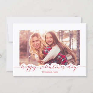 Red Script Happy Valentine's Day Photo Frame Holiday Card