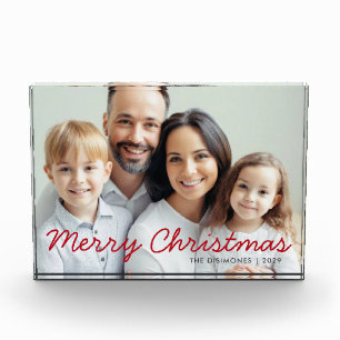 Red Script Merry Christmas Photo Block