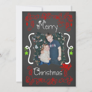Red Scrolls Customised Photo Holiday Card