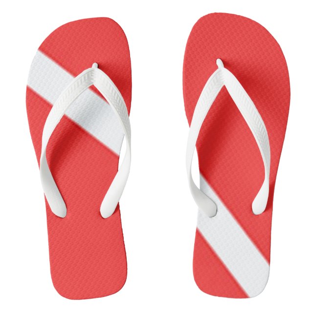 RED SCUBA DIVING FLAG ON JANDALS (Footbed)