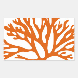 red sea coral silhouette rectangular sticker