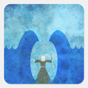 red sea parting by Moses - christian art  Square Sticker