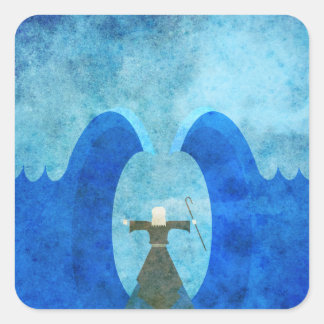 red sea parting by Moses - christian art Square Sticker