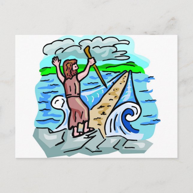 Red Sea parting Christian artwork Postcard (Front)