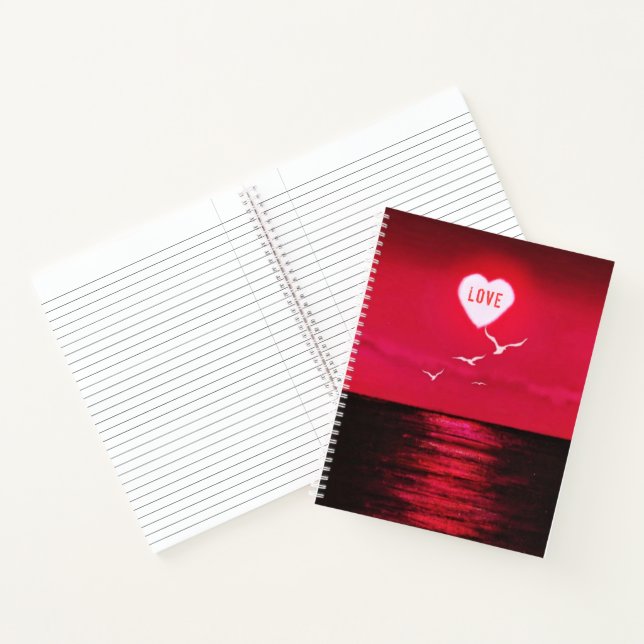 Red Sea Sunset Love Heart Sun Notebook (Inside)