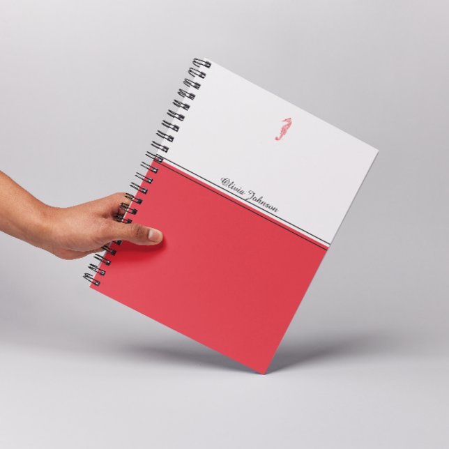 Red seahorse illustration sea life name minimalist notebook (Creator Uploaded)
