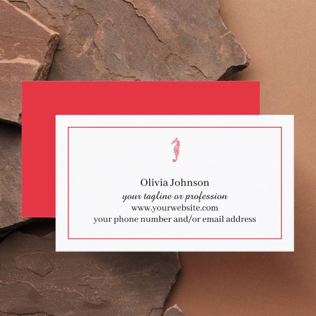 Red seahorse sea life realtor tourism travel agent business card (Creator Uploaded)