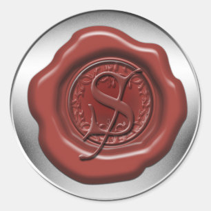 Red sealing wax letter S Classic Round Sticker