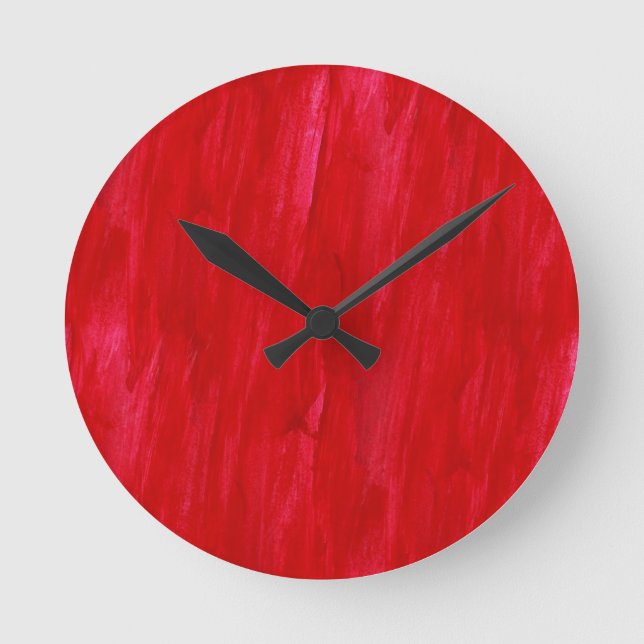 Red Seamless Background Abstract And Watercolor Round Clock (Front)