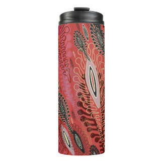 Red seamless decorative background with stylised v thermal tumbler