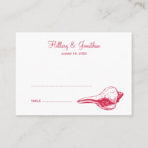 Red seashell beach theme wedding escort place card