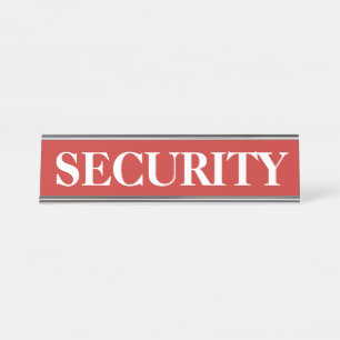 Red Security Desk Name Plate