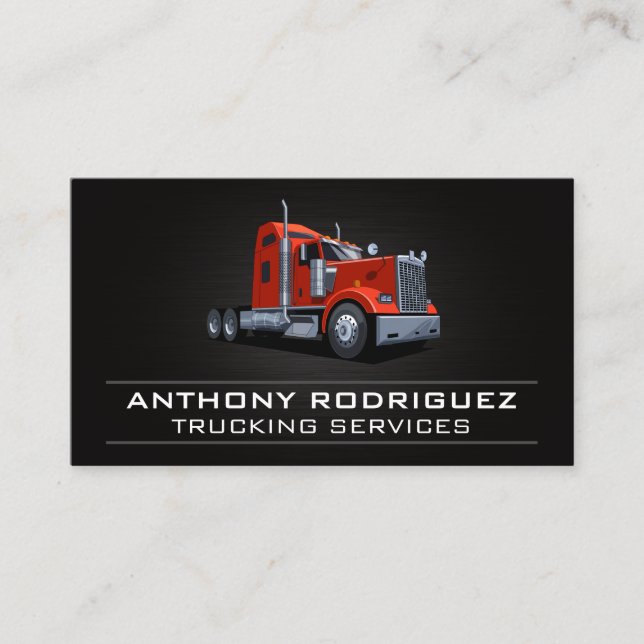 Red Semi Truck | Driver | Logistics Business Card (Front)