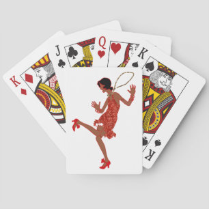 red sequin black flapper playing cards