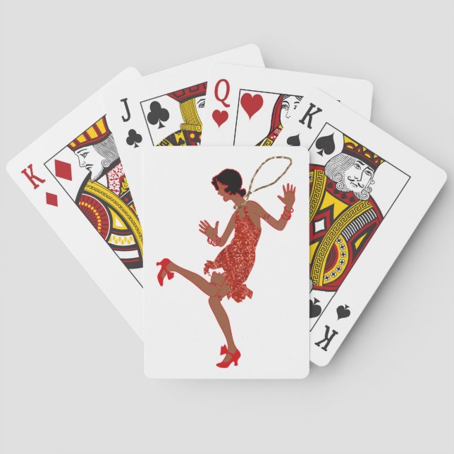 red sequin black flapper playing cards (Back)