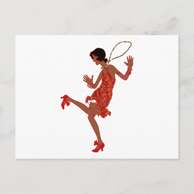 red sequin black flapper postcard (Front)