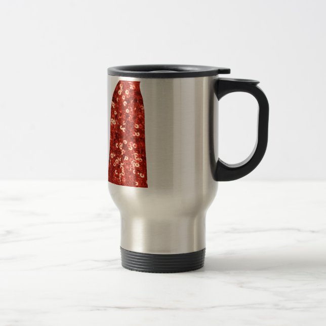 red sequin vintage pin up travel mug (Right)