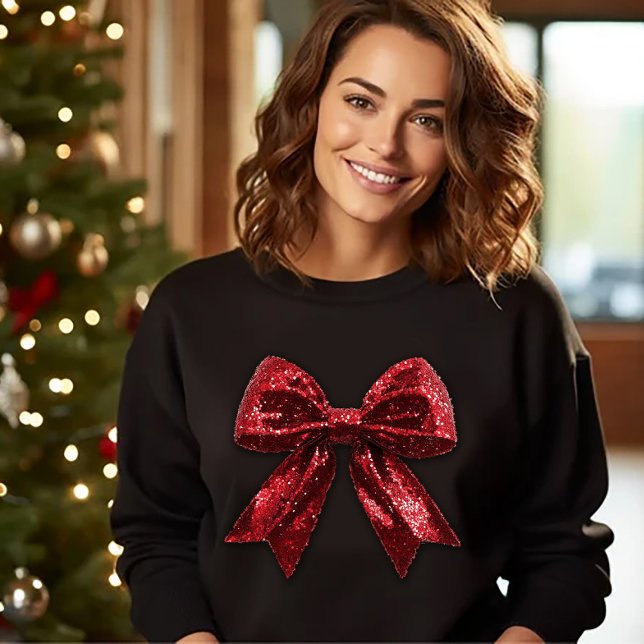 Red Sequine Christmas Bow T-Shirt (Creator Uploaded)