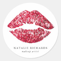 Red Sequins Glitter Lips Makeup Artist