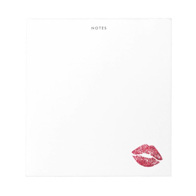 Red Sequins Glitter Lips Personalised Notepad (Front)