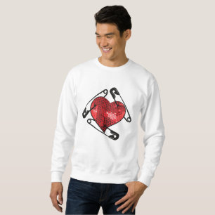 red sequins safety pin mens sweatshirt