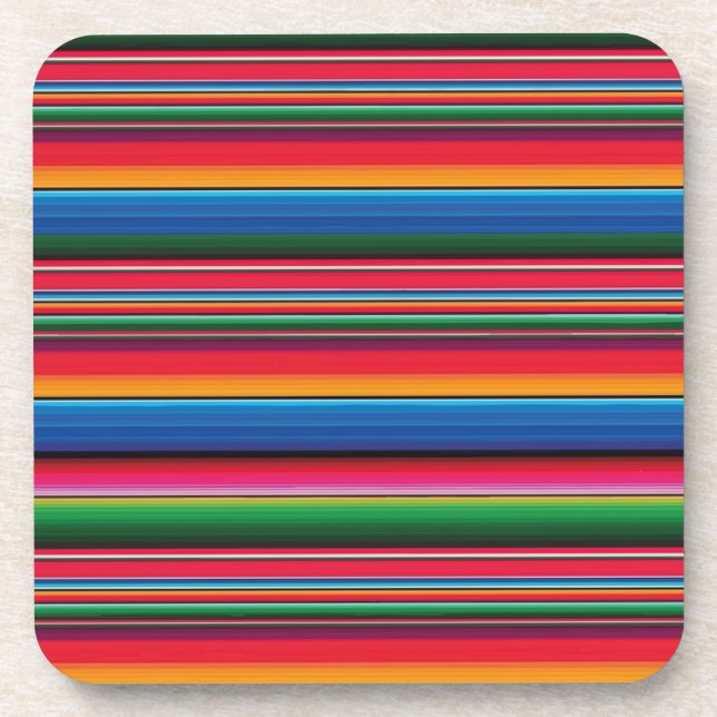 Red Serape Saltillo traditional mexican blanket Fl Coaster (Front)