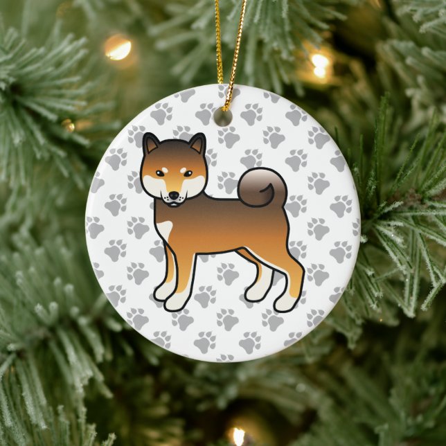 Red Sesame Shiba Inu Cartoon Dog Illustration Ceramic Tree Decoration (Tree)