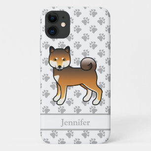 Red Sesame Shiba Inu Cute Cartoon Dog & Name Case-Mate iPhone Case
