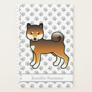 Red Sesame Shiba Inu Cute Dog And Paws & Text Planner