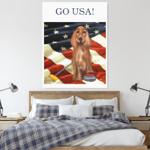 RED SETTER CURLING  CANVAS PRINT