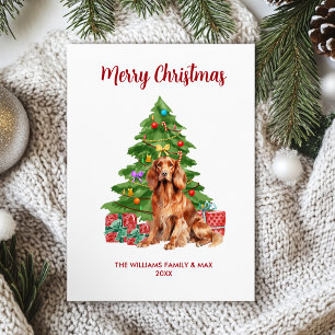Red Setter Dog Family Christmas Holiday Card