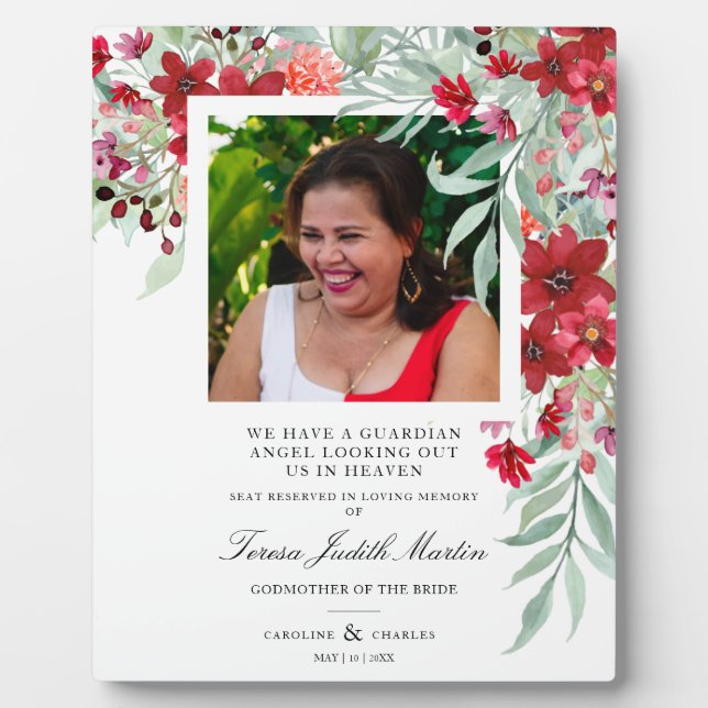 Red Shades Botanical Floral Traditional Garland Plaque (Front)