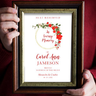Red Shades Floral Wreath Wedding Loving Memory Poster