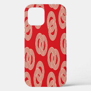Red shades, interlocked striped rings pattern. iPhone 12 case