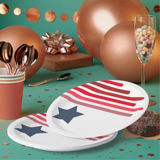 Red Shades with Blue Star - Customisable  Paper Plate (Multi)