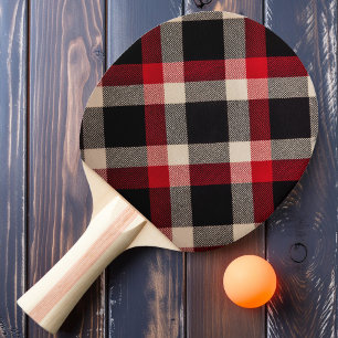 Red Shadow Plaid Ping Pong Paddle