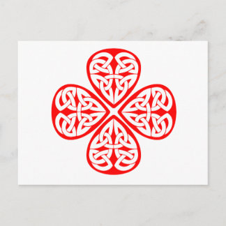 red shamrock celtic knot postcard