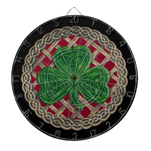 Red Shamrock On Celtic Knots Dart Board