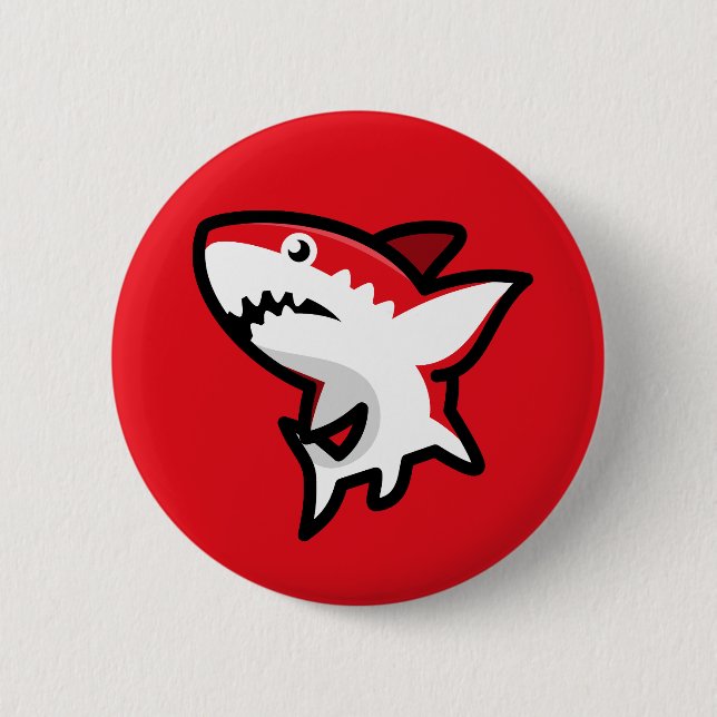 Red Shark 6 Cm Round Badge (Front)