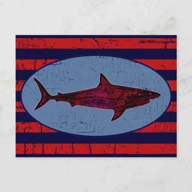 red shark & stripes postcard (Front)